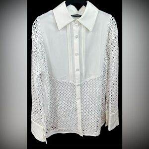 Elegant White Lace Blouse by Sollinary M